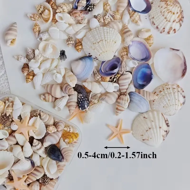 1Box,Mixed Resin Starfish And Shells, Shell Decoration Additions for DIY Craft Enthusiasts, Suitable for Fish Tank Decorations And Aquarium Supplies Substrate Fill, Drift Bottle Micro-Landscape Creations, Resin Liquid Mold Fille