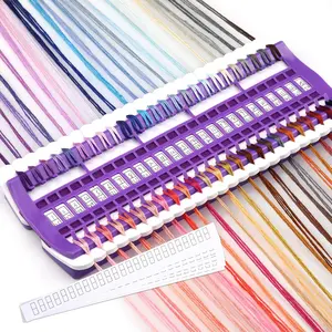 Embroidery Floss Organizer, 50 Positions Thread Storage Holder for Sewing & Cross Stitch Embroidery, Plastic & Non-Woven Fabric, Purple, Comes with 15 Sticky Notes