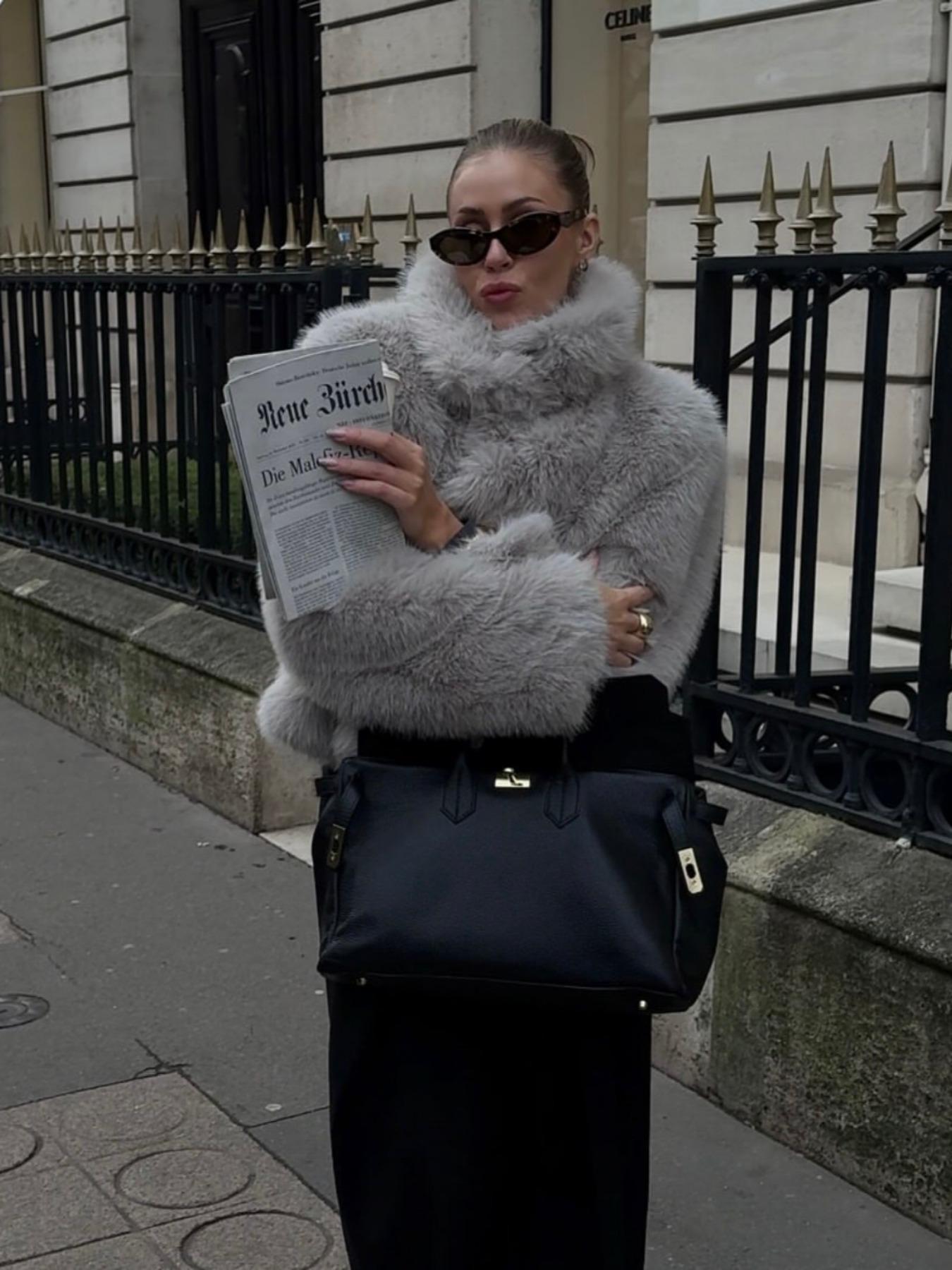 Women's Faux Fur Short Coat, Eco-Friendly Winter Jacket, Warm and Stylish Outerwear for Fall & Winter Seasons