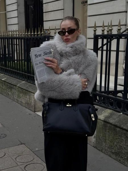 Women's Faux Fur Short Coat, Eco-Friendly Winter Jacket, Warm and Stylish Outerwear for Fall & Winter Seasons