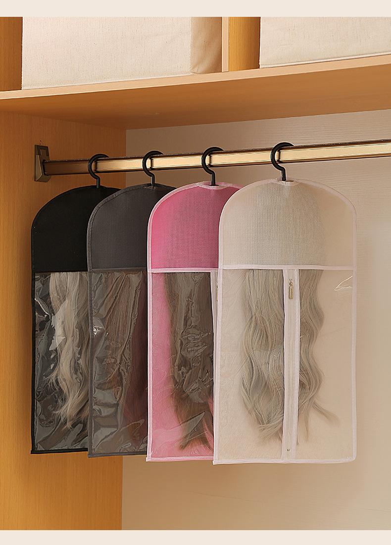 Portable Waterproof Wig Storage Bag Travel Friendly Dustproof Cosplay Hair Display Case with Clear Window