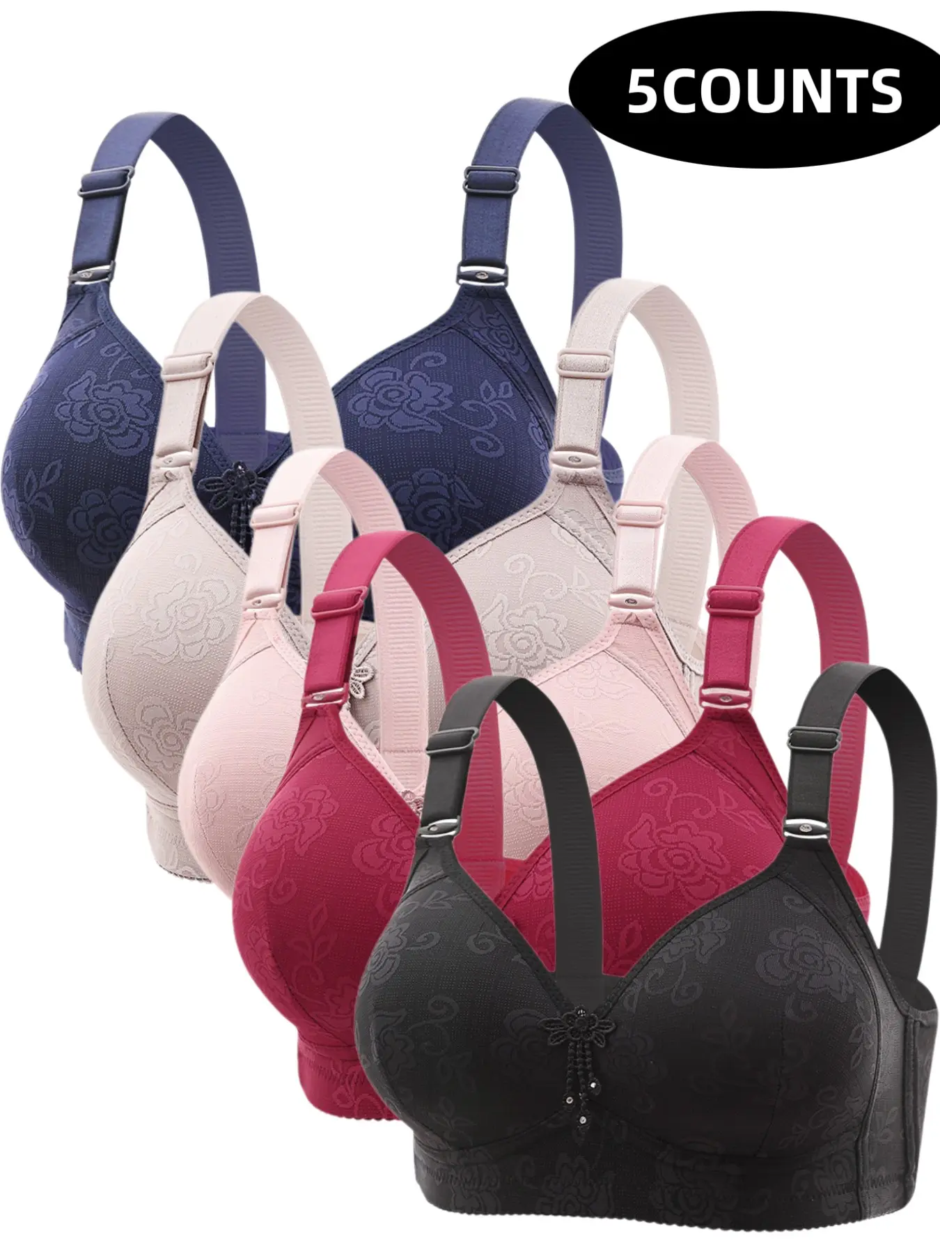 Women's Contrast Binding Push Up Bra, Soft Comfortable Breathable Wireless Bra, Women's Lingerie for All Seasons, Breathable Comfy Bra