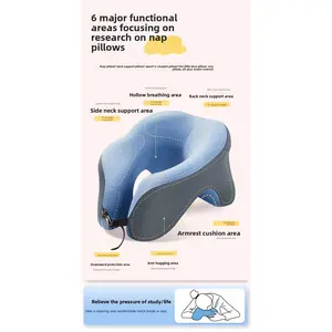 Office U-shaped Nap Pillow Multifunctional Tool for Students to Sleep on Stomach at Desk During Lunch Breaks with 6 Major Functional Areas