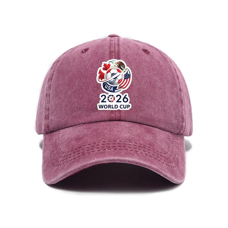 2026 USA-Canada-Mexico World Cup Printed Washed Vintage Soft Top Baseball Cap for Men and Women, Trendy Hat Reindeer Cupid