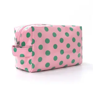 Large capacity polka dot cosmetic bag, cosmetic bag, portable travel toilet bag with handle, multi-functional toilet bag storage bag, cute polka dot cosmetic bag, suitable for cosmetics, toiletries and travel essentials,