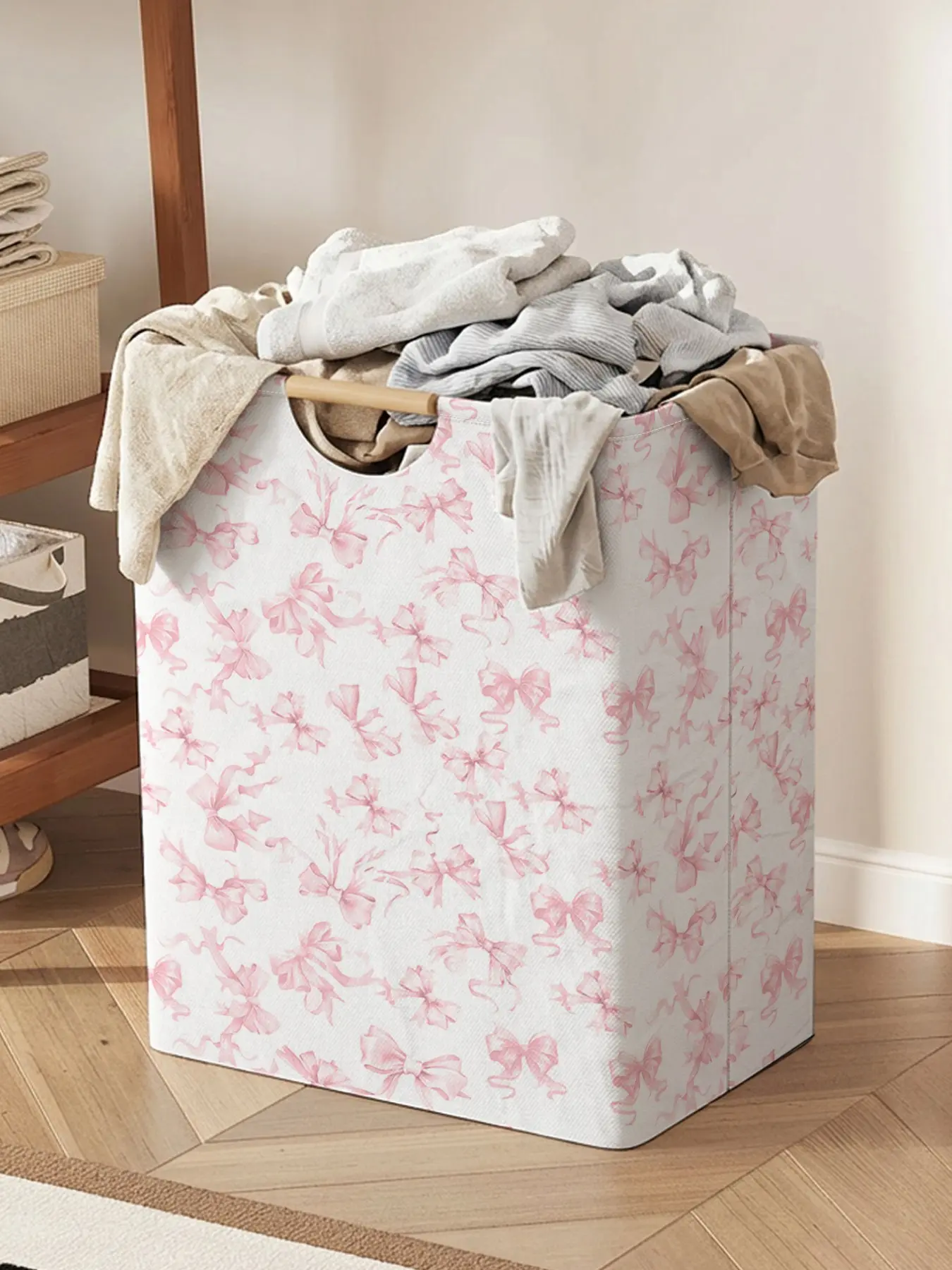 Butterfly Pattern Open Storage Box, Folding Laundry Basket with Handle, Home Bathroom Dirty Clothes Organizer, Casual Duffel Weekender Bag, Laundry Hamper