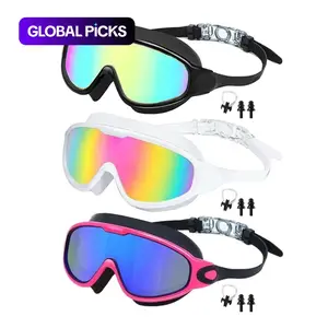 3-Pack Adult Large Frame Swimming Goggles, Wide Vision HD Anti-Fog UV Protection, Comfortable Silicone Adjustable, Outdoor Pool Beach Use