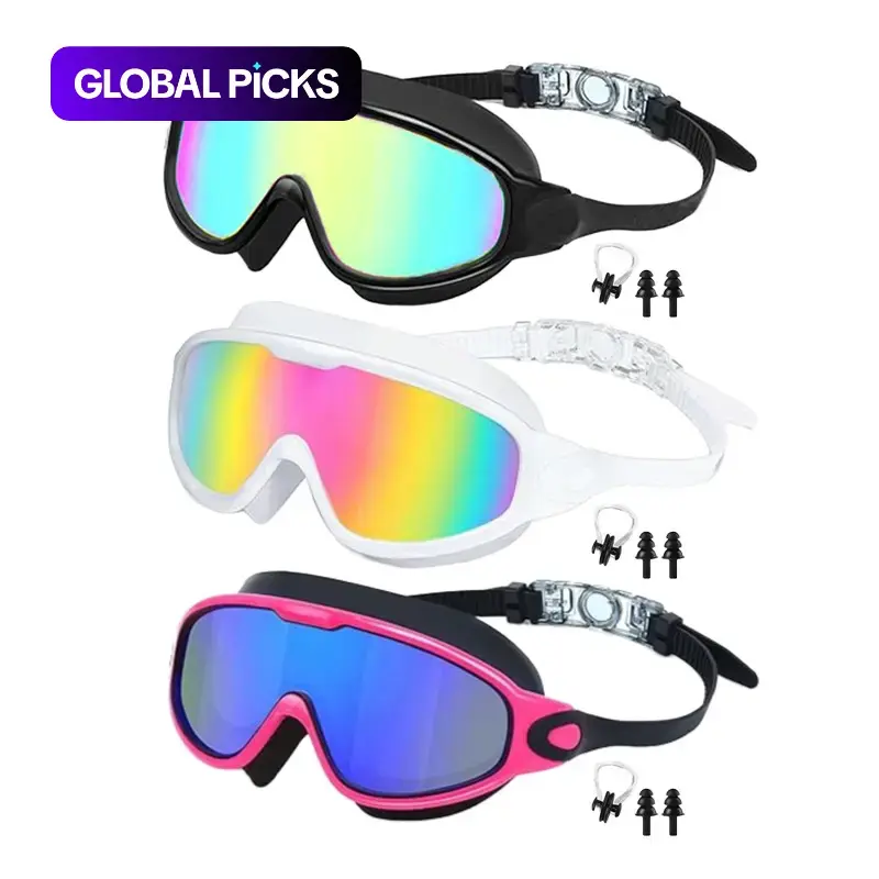 3-Pack Adult Large-Frame Swim Goggles Set, Wide-Vision HD Anti-Fog UV Protection, Comfortable Adjustable Silicone Straps for Outdoor Pool & Beach Use #GLOBAL PICKS