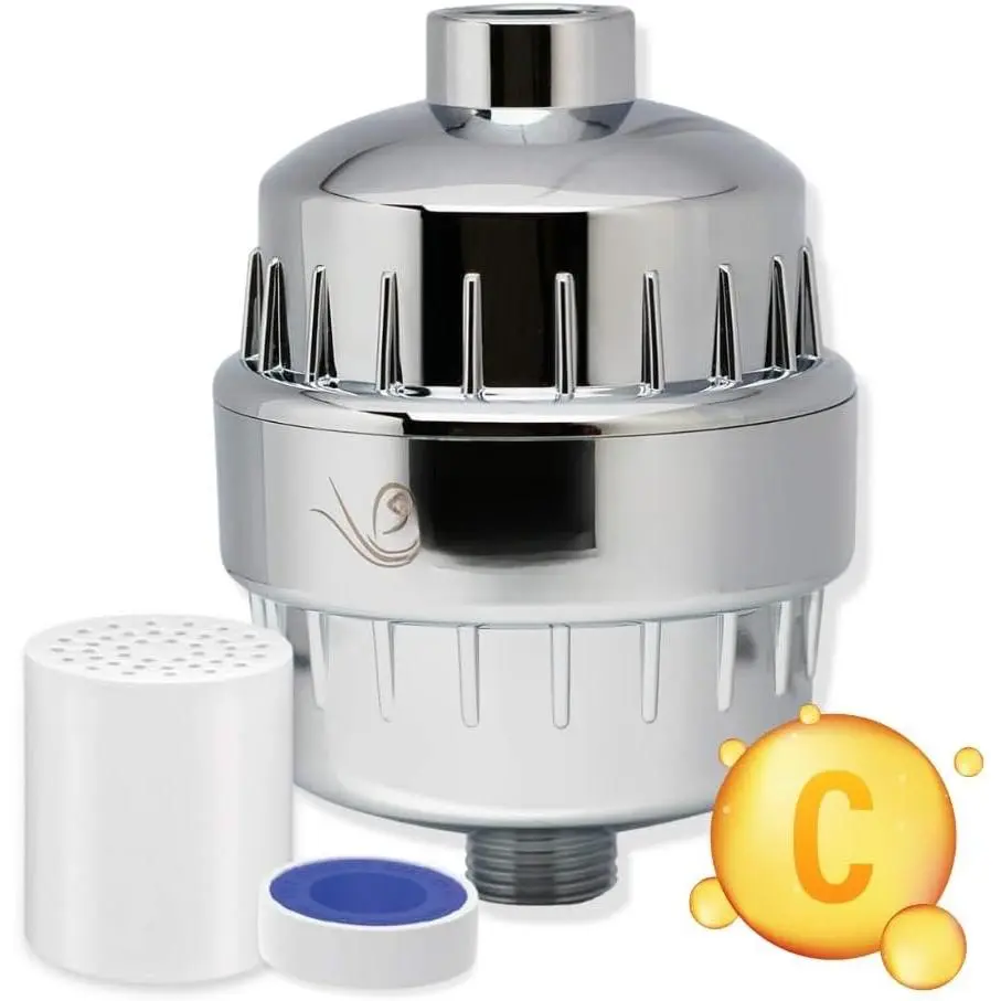 Shower Filter Vitamin C 15 Stage High Output Water Filter With  for Hard Water - Shower  Filter Removes Chlorine Fluoride and Improves The Condition of Your , Hair | Infused with Vitamin C • Removes fluoride •  dry  & hair •  fit tool-free setup