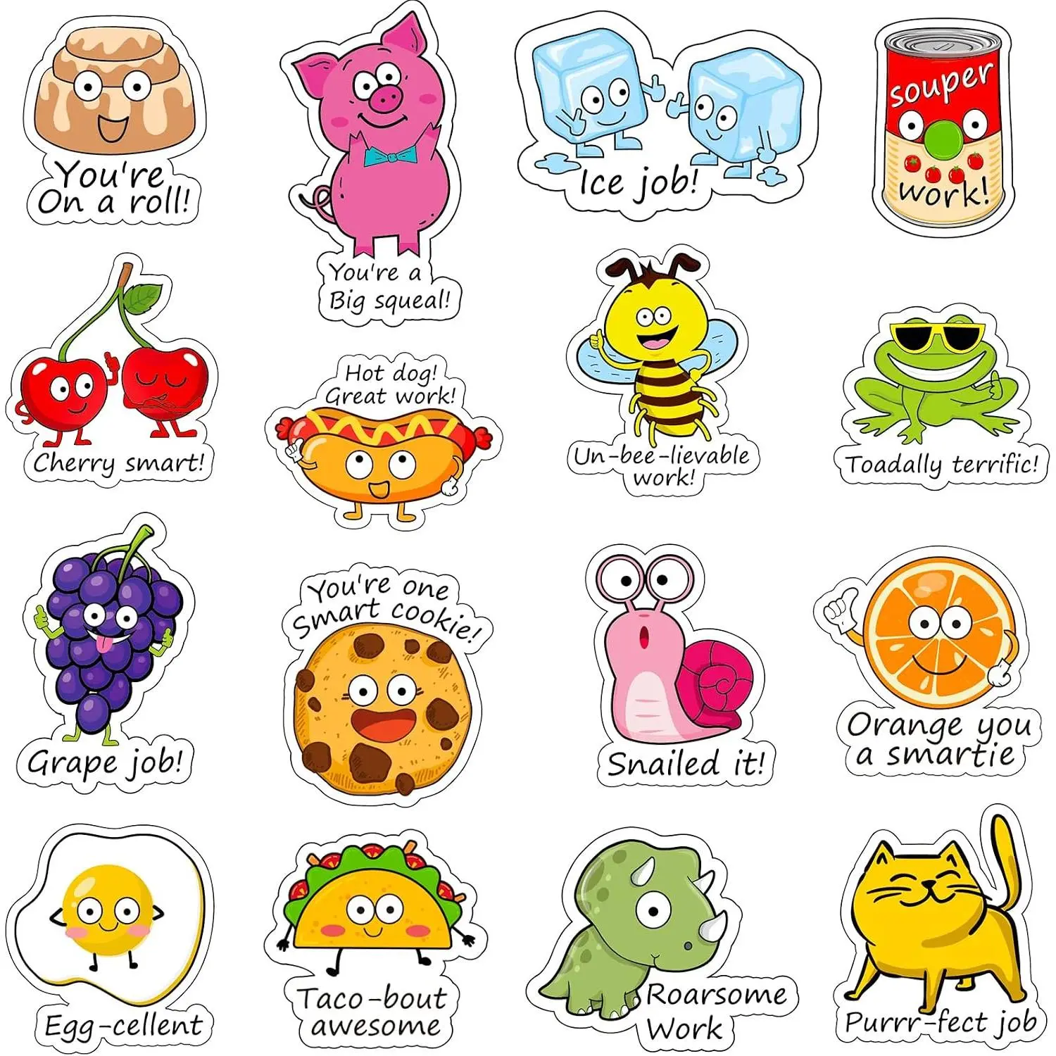 400 count Teacher Stickers for Classroom Rewards | Funny Motivational Praise Teachers Elementary School, Emotional Sticker Bulk for Students, Cartoon Pun Designs