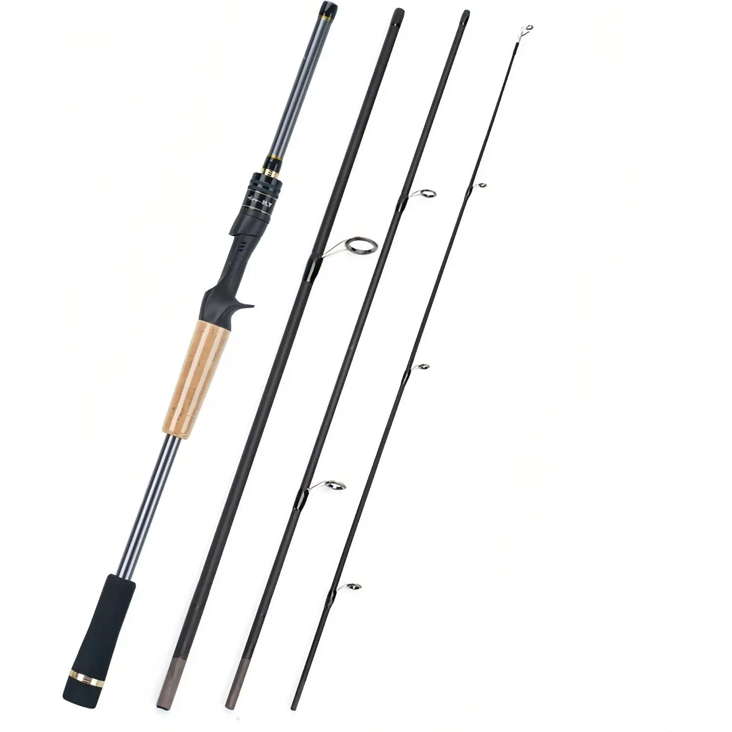 4- Travel Baitcasting Rod – Portable Ultralight Lure Fishing Rod, ML Action, Short Pack Length, Cork Handle, Ceramic Guides for Freshwater & Saltwater