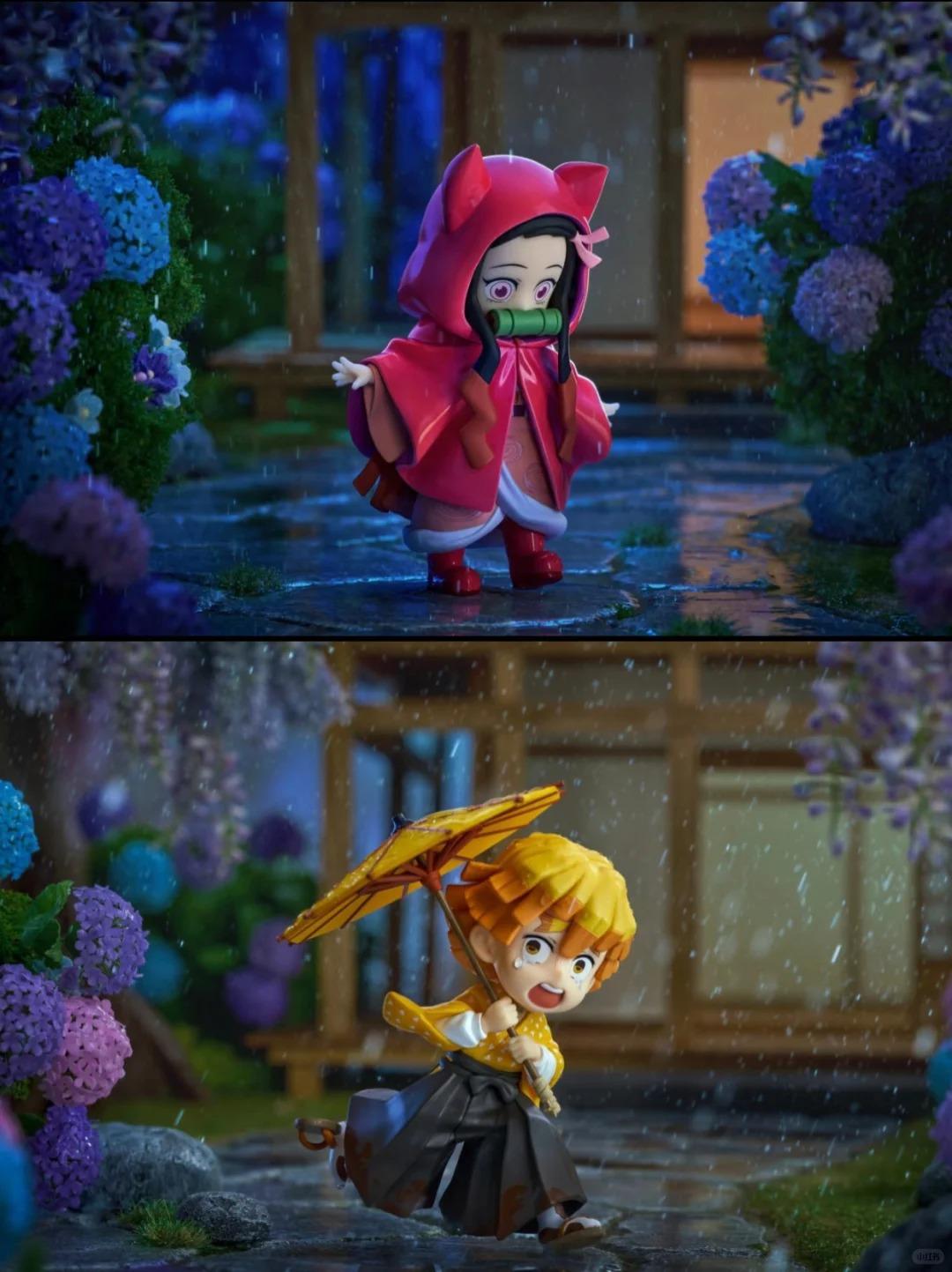 New Anime Figure Demon Slayer Figures Kimetsu No Yaiba Doll Plum Rain Series Blind Box Figurine Warrior Action Figure Model Toys