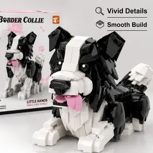 Build-A-Border Collie Puppy Building Blocks Toy, Educational Puzzle Model for Kids, Birthday Gift for Boys & Girls, Desktop Decoration