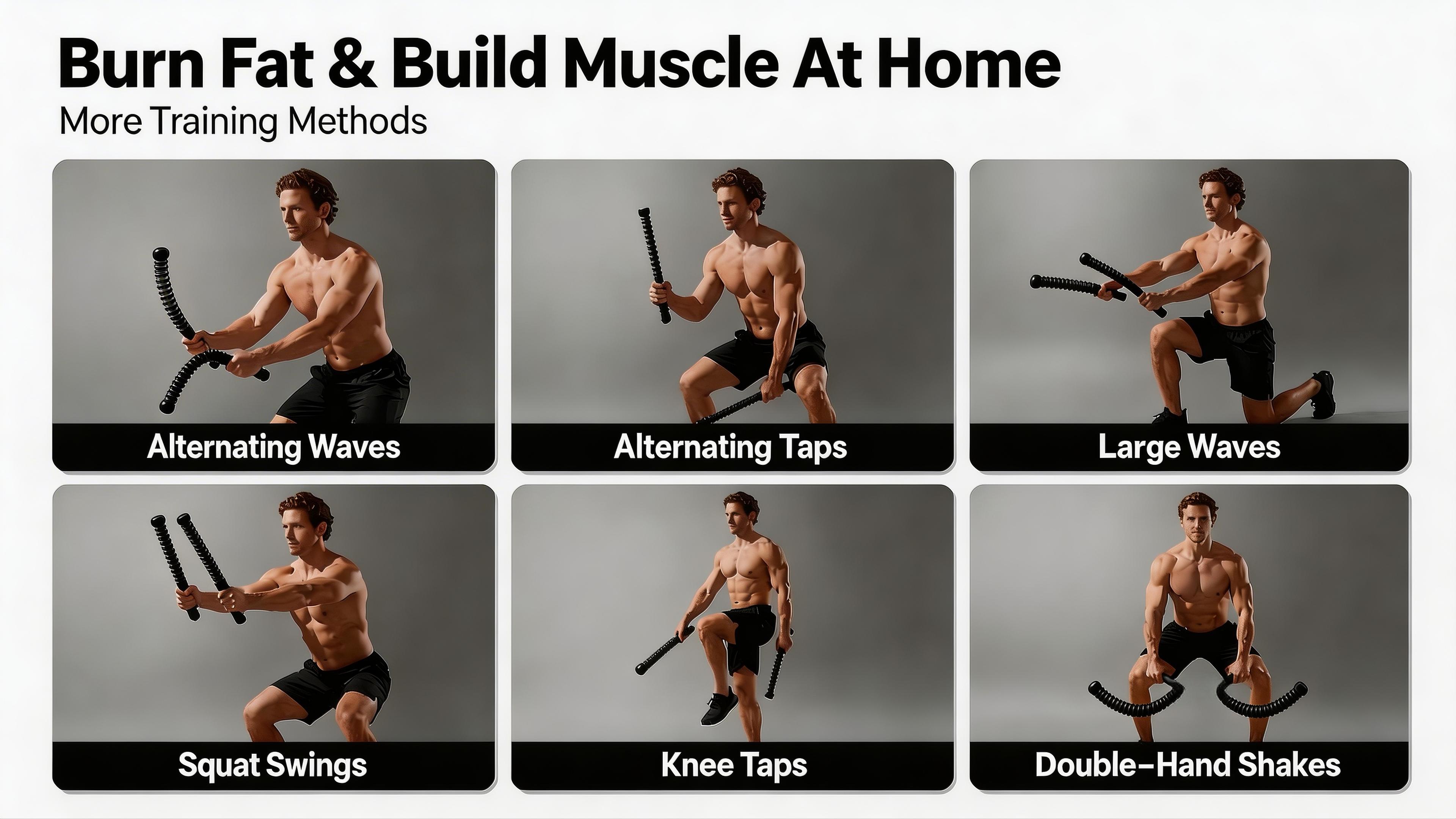 [Fahuac] Portable Cordless Battle Rope, Silent Spring HIIT Training Equipment for Home Fitness, Space Saving with Anti-Slip Grips, Lightweight with Carry Lanyard, Quiet Workout for Small Spaces