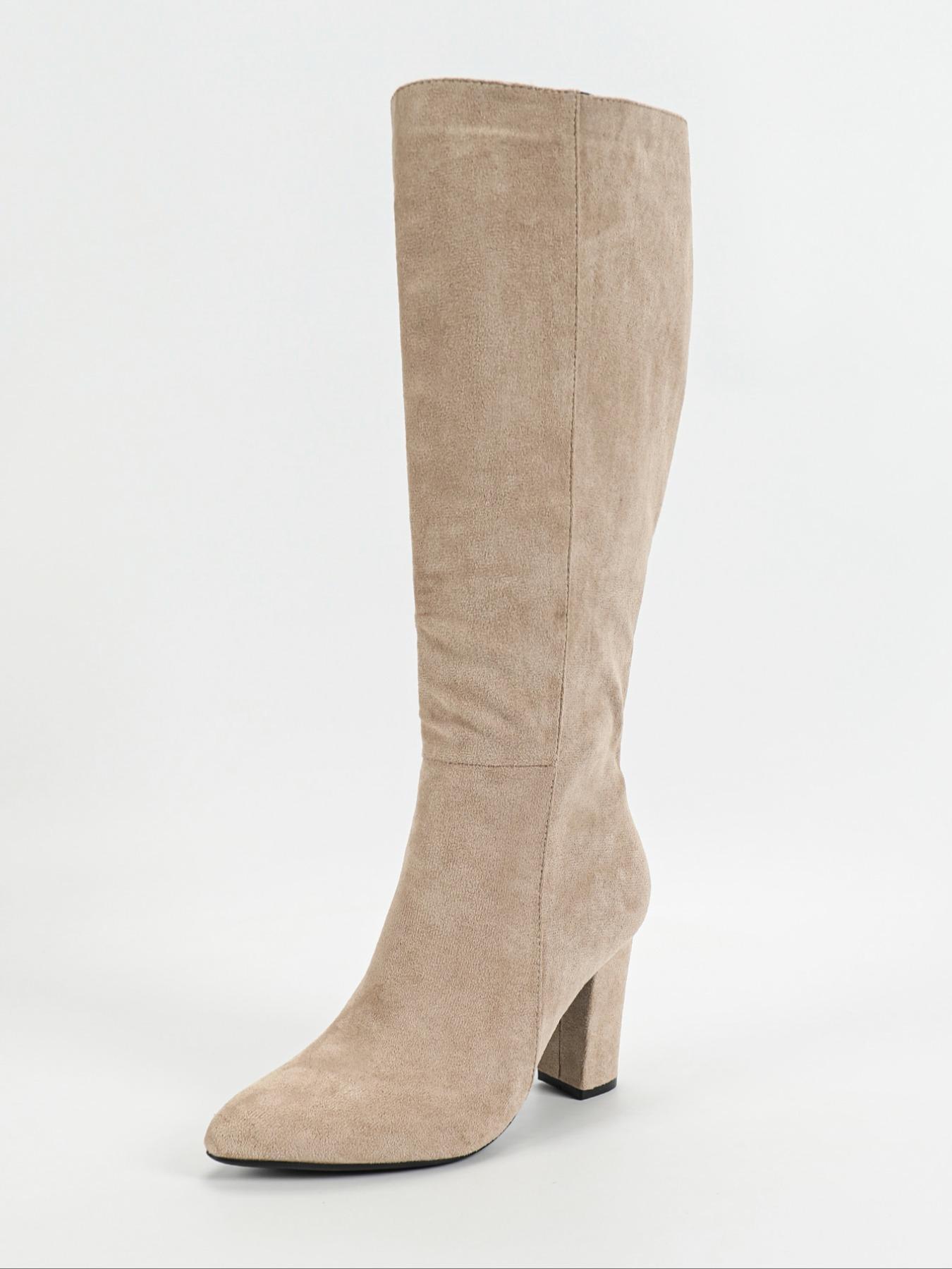 Women's Fall Fashion Pointed Toe High Heel Boots, Elegant Side Zipper Knee-High Shoes, Comfortable Autumn Winter Footwear, Pointed Toes Boots