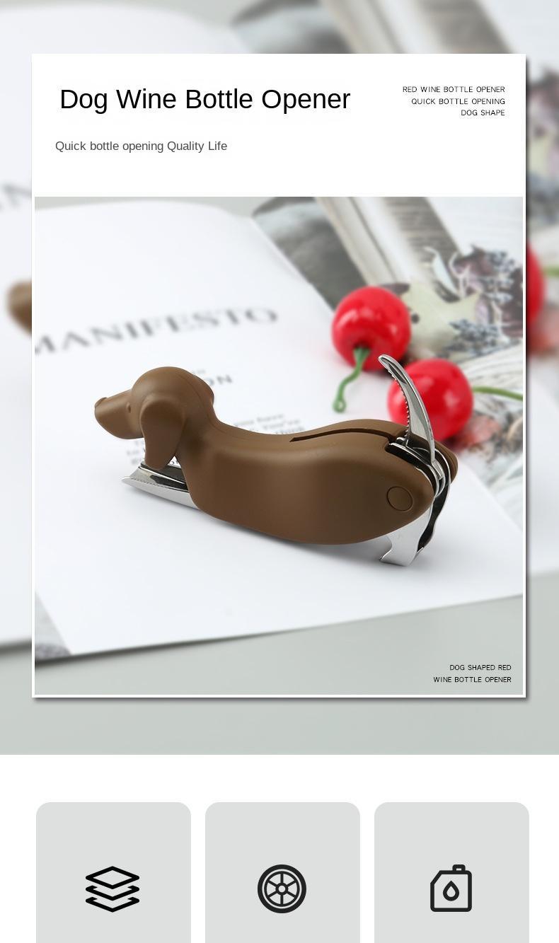 Dog Wine Bottle Opener Corkscrew with Foil Cutter Beer Opener Manual Wine Key for Servers Waiters Bartender and Home Bar Use