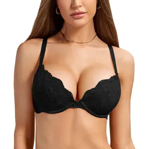 Women's Push Up Lace Bra Underwire Plunge Full Coverage Bras Sexy Plus Size Support