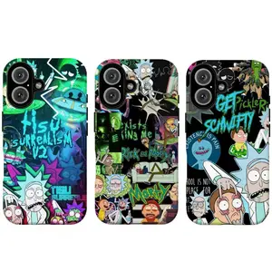 Rick & M0rty Collage Phone Case|Neon Surreal Sci-Fi Cartoon Character Phone Cover For iPhone 17 Pro Max 16 15 14 13 12 11 for Samsung S21 S22 S23 S24 S25 S26 Phone Case|Gift For Fans