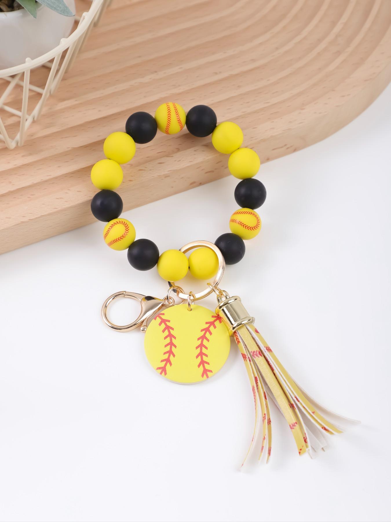 Baseball Design Tassel Decor Keychain, Cute Keychain for Women & Men, Fashion Keychain for Daily Clothing Decor, Trendy All-match & Exquisite Keychain for Birthday Gift, Keychain Pendant
