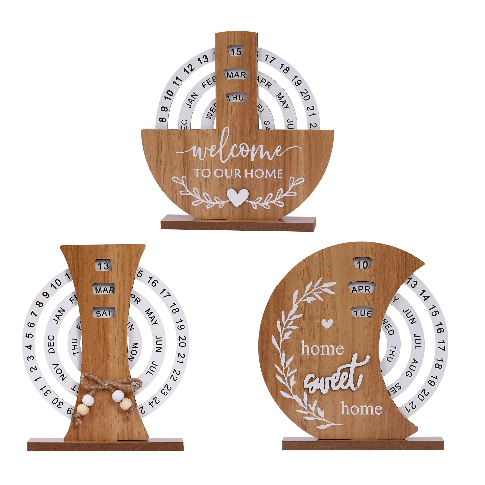 Creative Wooden Perpetual Calendar, Vintage Desk Decor, Rotating Wooden Block Stress Relief Toy for Classic & Novelty Toy Enthusiasts