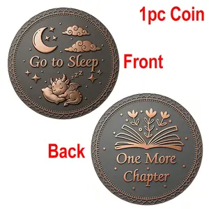 Decision Coin for Sleeping or Reading, Lucky Decision Novelty Commemorative Coin, Gift for Book Lovers, Festival Party Souvenir, Party Favor Gifts, Stuffer Gift