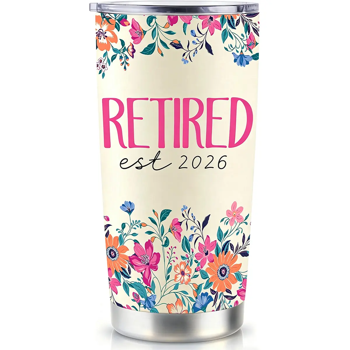 20oz Insulated Vacuum Flask Water Bottle - Portable Leak-Proof Single Cup (500-1000ml) - 2026 Retirement Gift for Women (Teacher, Mom)