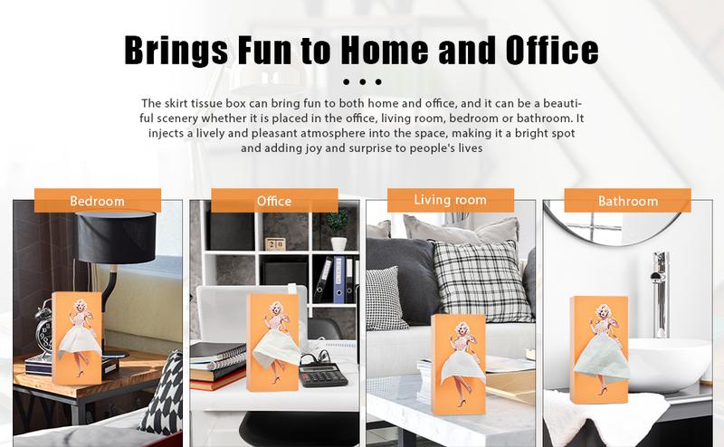 Funny Skirt Tissue Box Cover Vintage Classy Cute Lady Skirt Tissue Box Holder Rectangular Creative Unique Decorative Tissue Box Cover for House Bathroom Living Room Bedroom & Office Orange