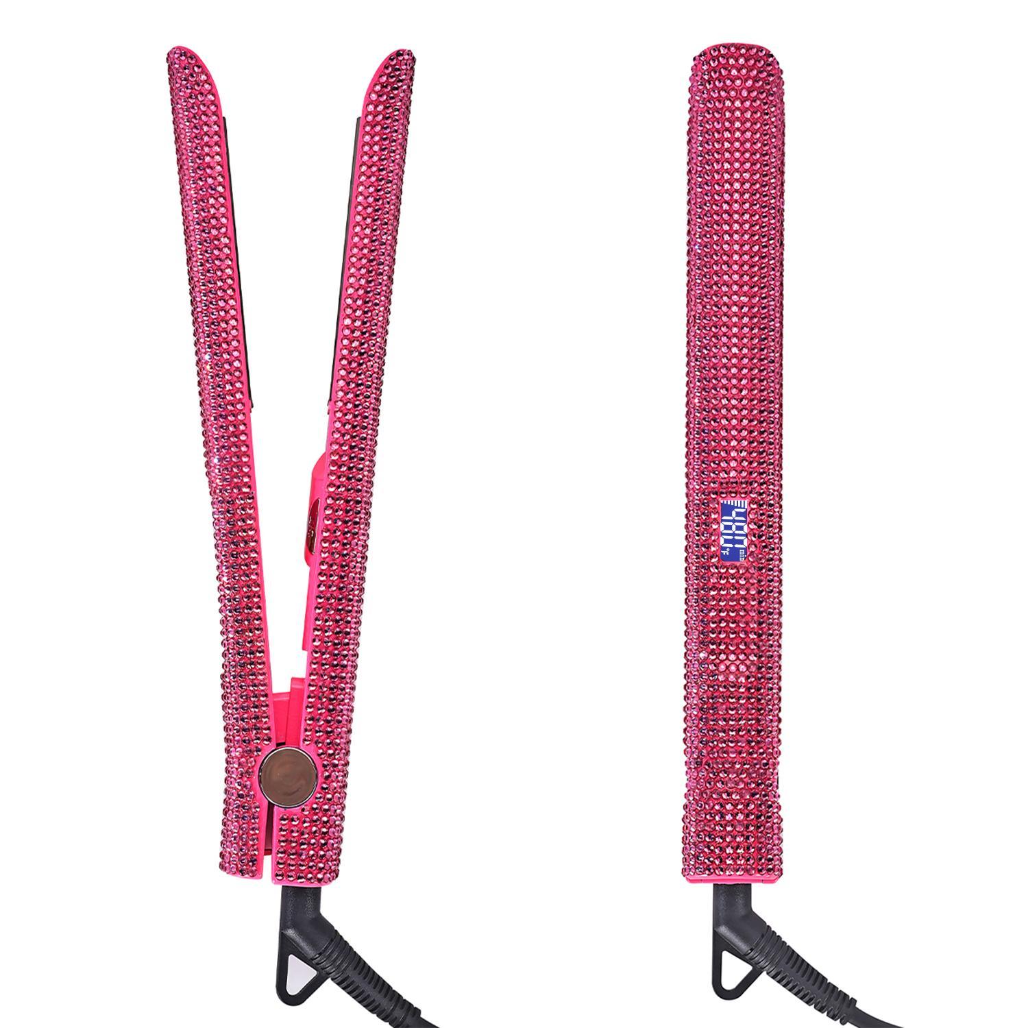 1 set Bling Rhinestone Decorated Hair Straightener,Crystal Diamond Professional Salon 480F Hair Flat Iron, Titanium Flat Iron, Silk Press, Hair Styling Tool