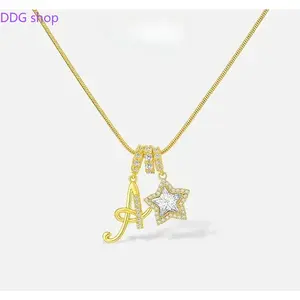 2026 delicate 26-letter gold pendant with star decorations, an elegant lady's necklace, the ideal choice for Valentine's Day gifts
