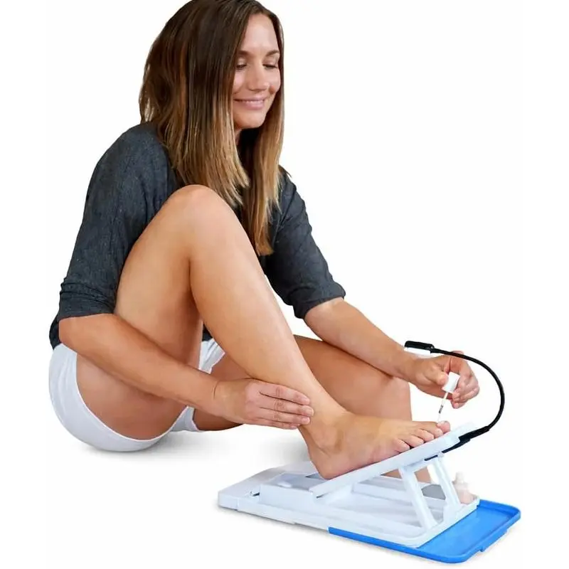 Standard Home Pedicure Assistant with LED Task Light – Adjustable Foot Rest for Easy At-Home Pedicures, Ergonomic Toenail Grooming Stand, Compact Foldable Design