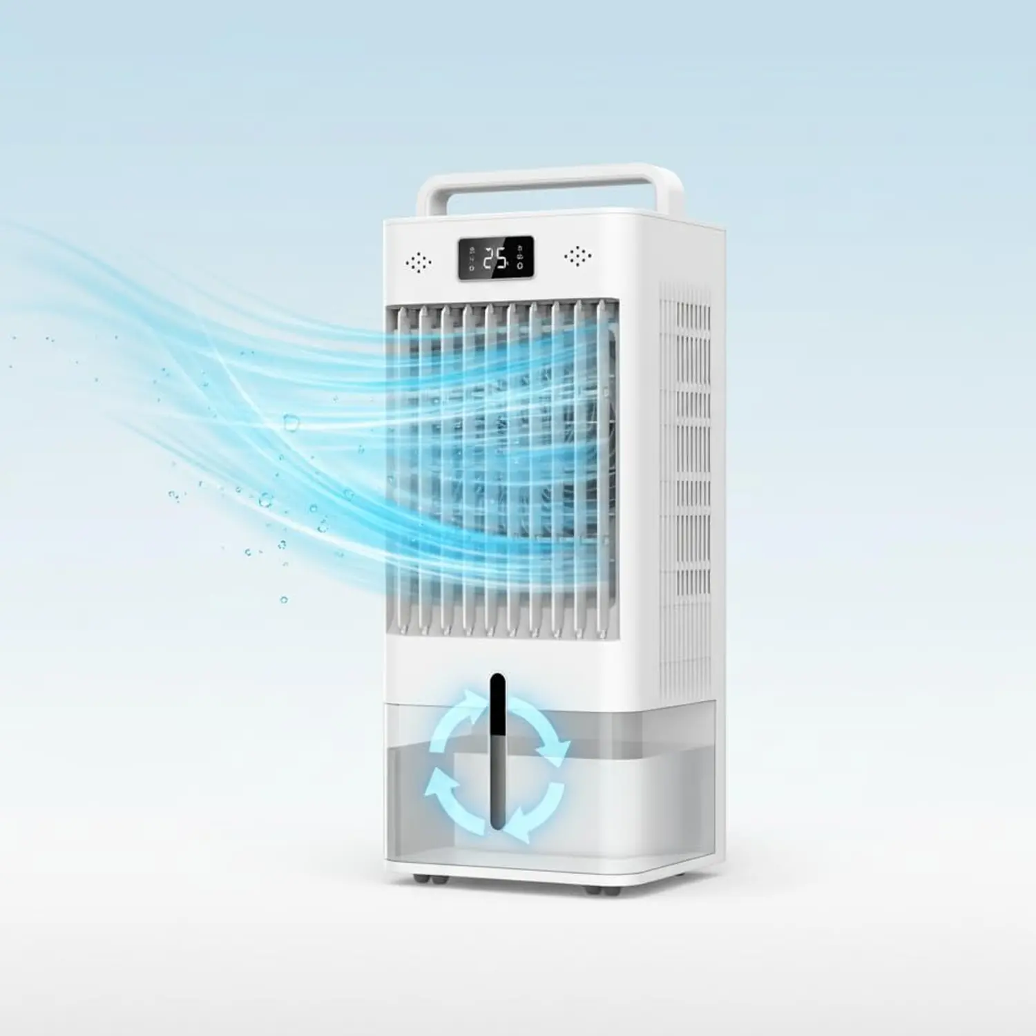 Portable Evaporative Air Cooler Fan, 10L 2.6-Gallon Water Tank, 3 Speeds, 120° Oscillation, 12H Timer, Remote and Touch Controls, Quiet Personal Cooler with Wheels for Bedroom, Office, Dorm and Home