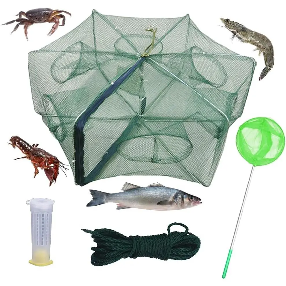 1/2 Pcs Foldable Fishing Bait Trap 6 Holes Portable Cast Minnow Fish Crab Crawfish Crayfish Shrimp Trap Net