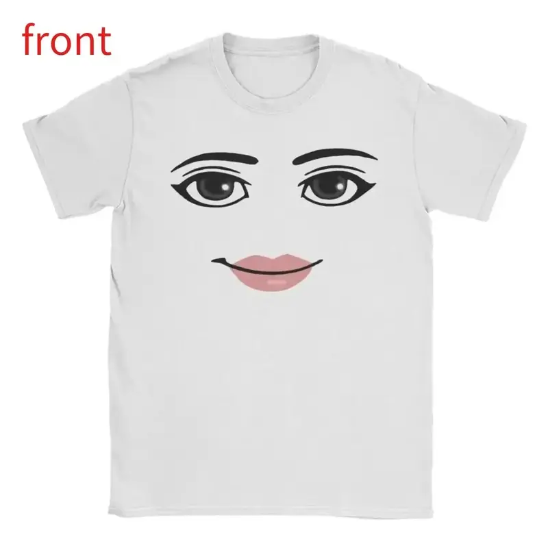 Stylish Round Neck Short Sleeve T Shirt for Summer Unique Harajuku Streetwear Robot Roblox Woman Face Gaming Themed Aesthetic Apparel