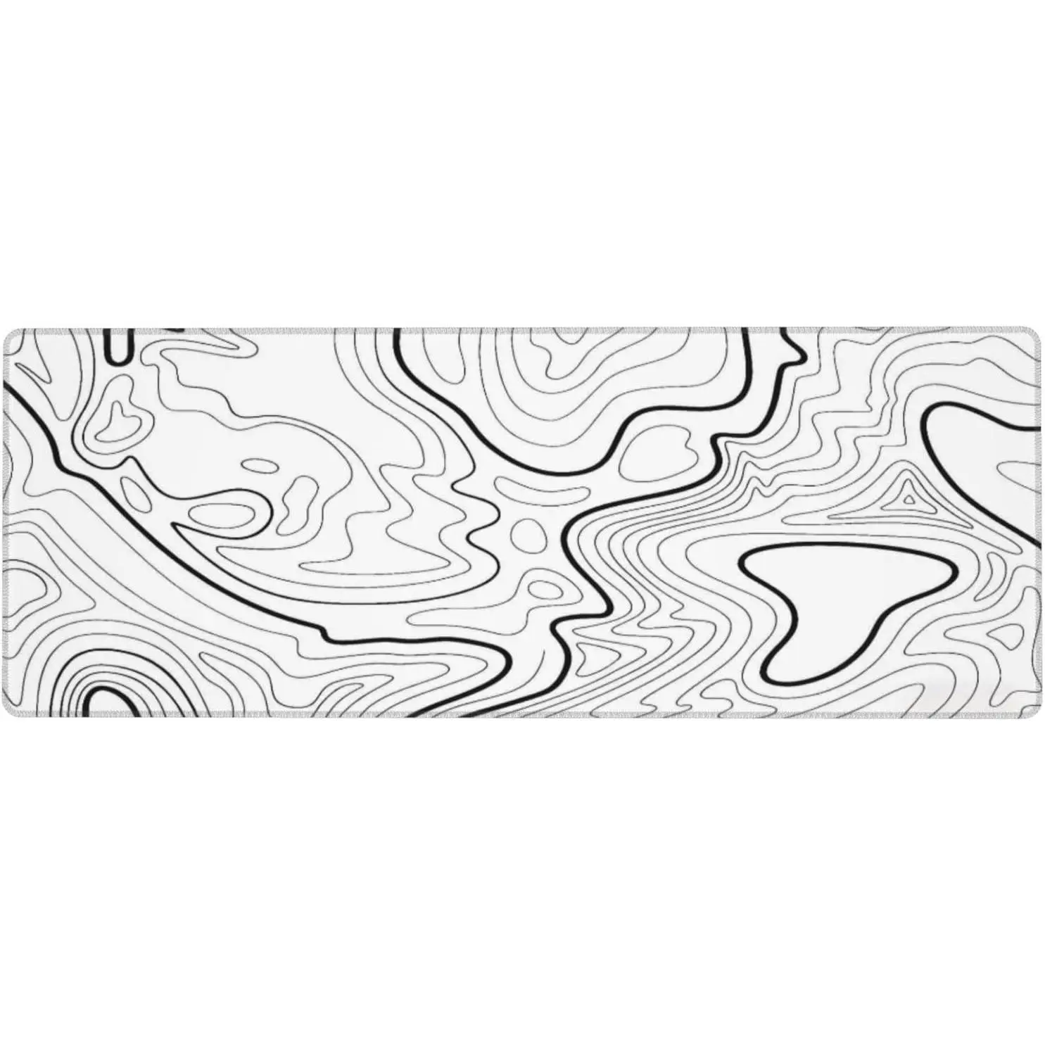 White Topographic Contour Extended Big  Pad Large,Gaming  Pad Desk Pad,31.5x11.8x0.12 Inch Long  Keyboard  Mat Mousepad Non-Slip Base and Stitched  for Gaming and Office