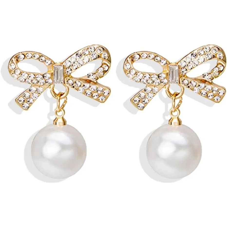Bow Earrings for Women Trendy   Drop Dangle Earrings Bowknot Stud Wedding Party Daily  Accessory Gifts