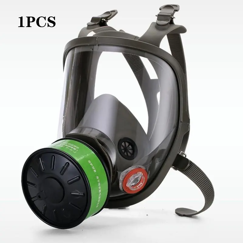 Toxic Protection Mask, Protective Mask, Spray Paint Chemicals Pesticide Chemical Exposure Full Face Mask, Firefighting Wide Vision Silicone Toxic Filter Mask