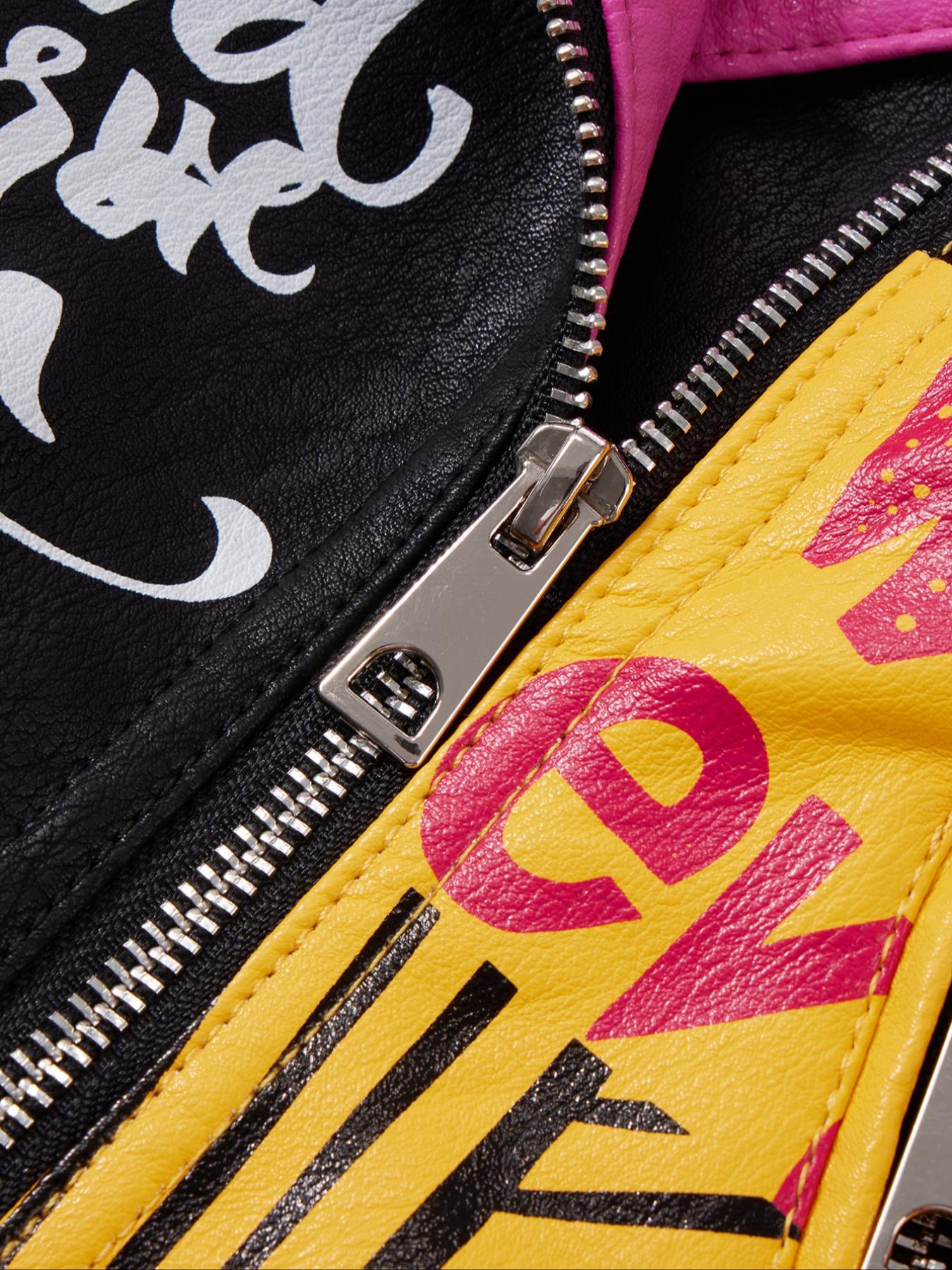 Women's PU Jacket with Belt, Casual Fitted Biker Jacket, Colorblock Animal Print Rivet Design, All Seasons Wearable Outerwear, Casual Fashionable Outerwear