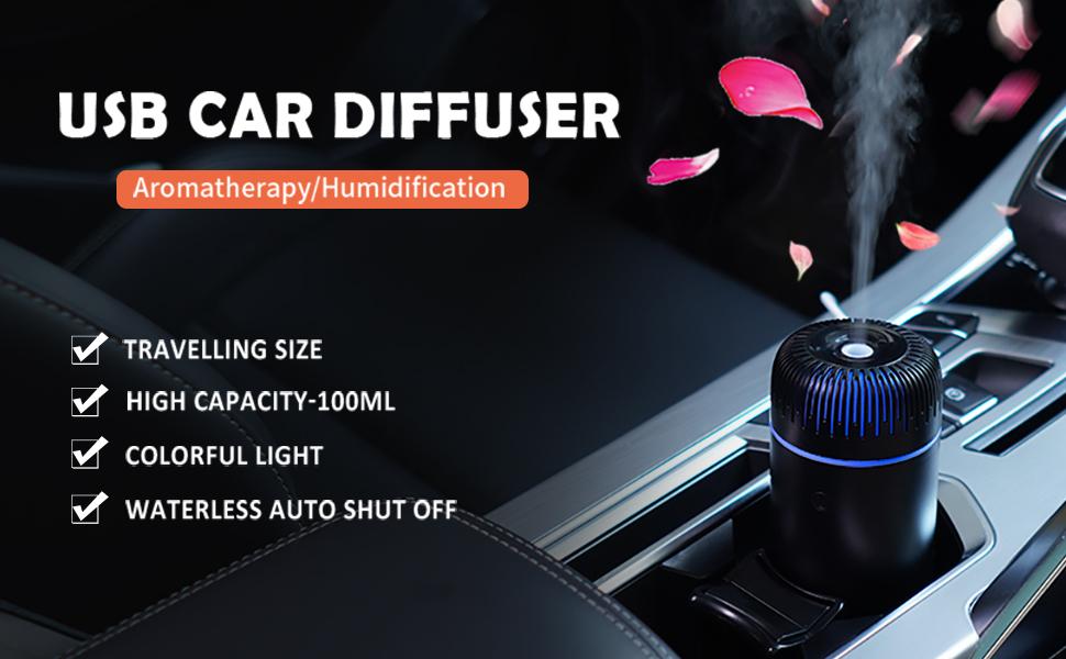 Car Diffuser Humidifier USB Aromatherapy Essential Oil Air Freshener USB Cool Mist Mini Portable Diffuser for Car Home Office Bedroom (Black) smart  car  freshener car  cologne