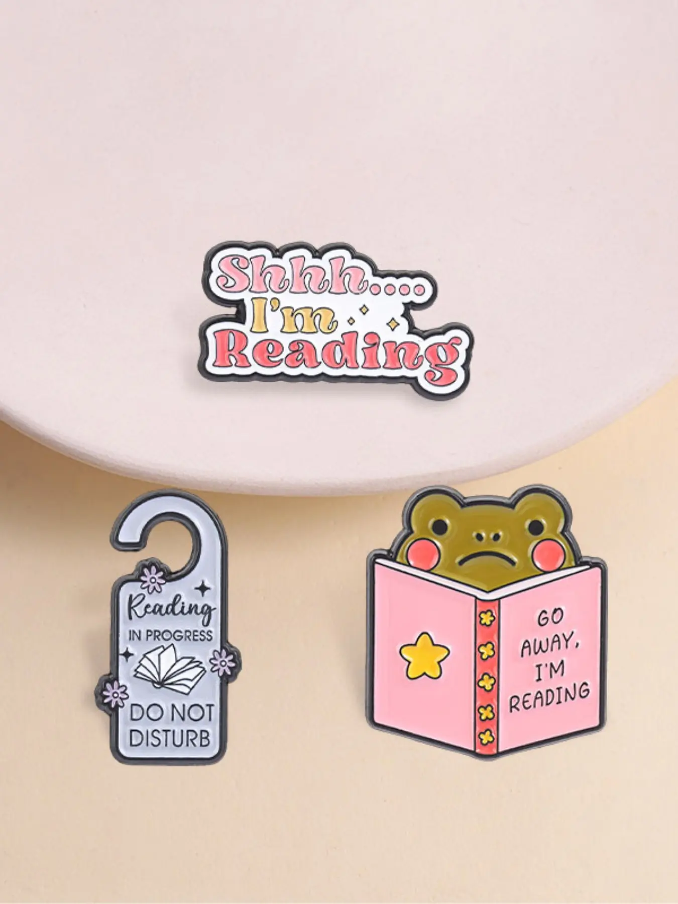 3pcs Book Lover Enamel Pins Set, Frog Go Away I'm Reading, Do Not Disturb Lapel Brooch, Reader Gift, Perfect for Book Lovers, Alloy Brooch Pin