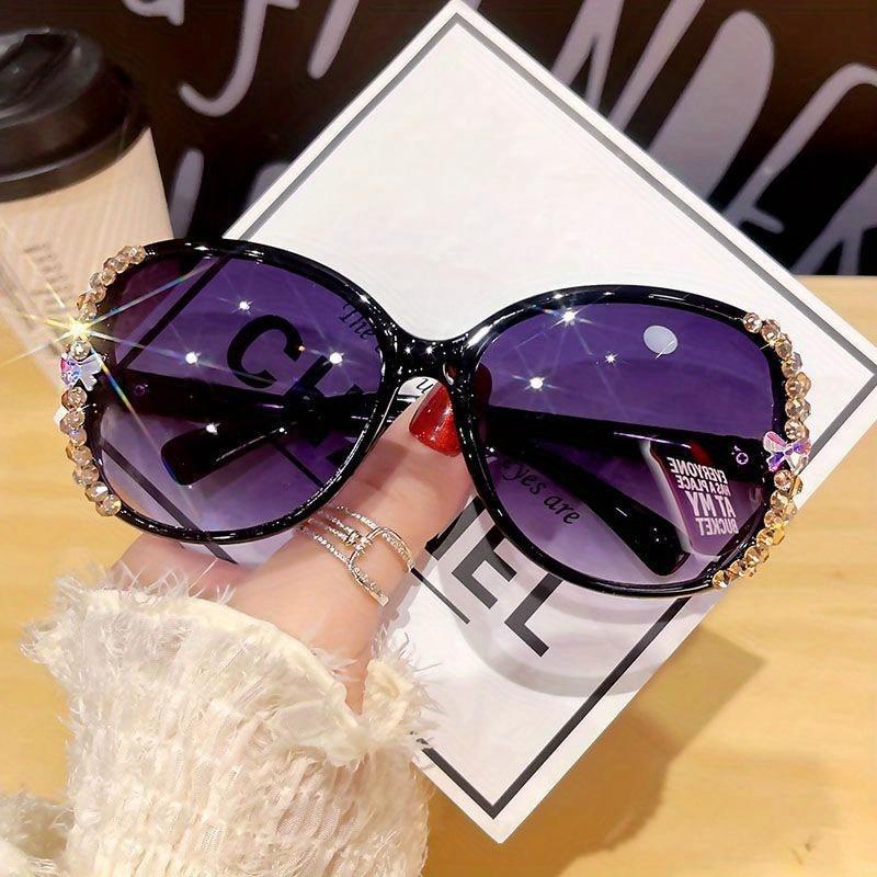 2026 New Arrival 3-Piece Women’s Half-Frame Glasses – Purple Gradient Lenses Rhinestone Decor for Party & Daily Wear, TikTokShopBlackFriday Christmas 2026 Upgrade Version 3-Pack Women’s Rhines