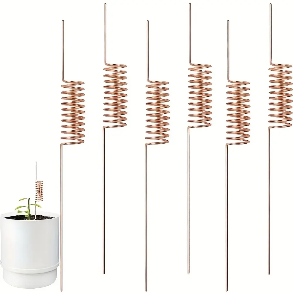 4 Pieces Copper Electrochemical Plant Pile Spiral Antenna, Promotes Growth Without Power, Retro Style Garden Design, Smooth Plant Enhancer, Support