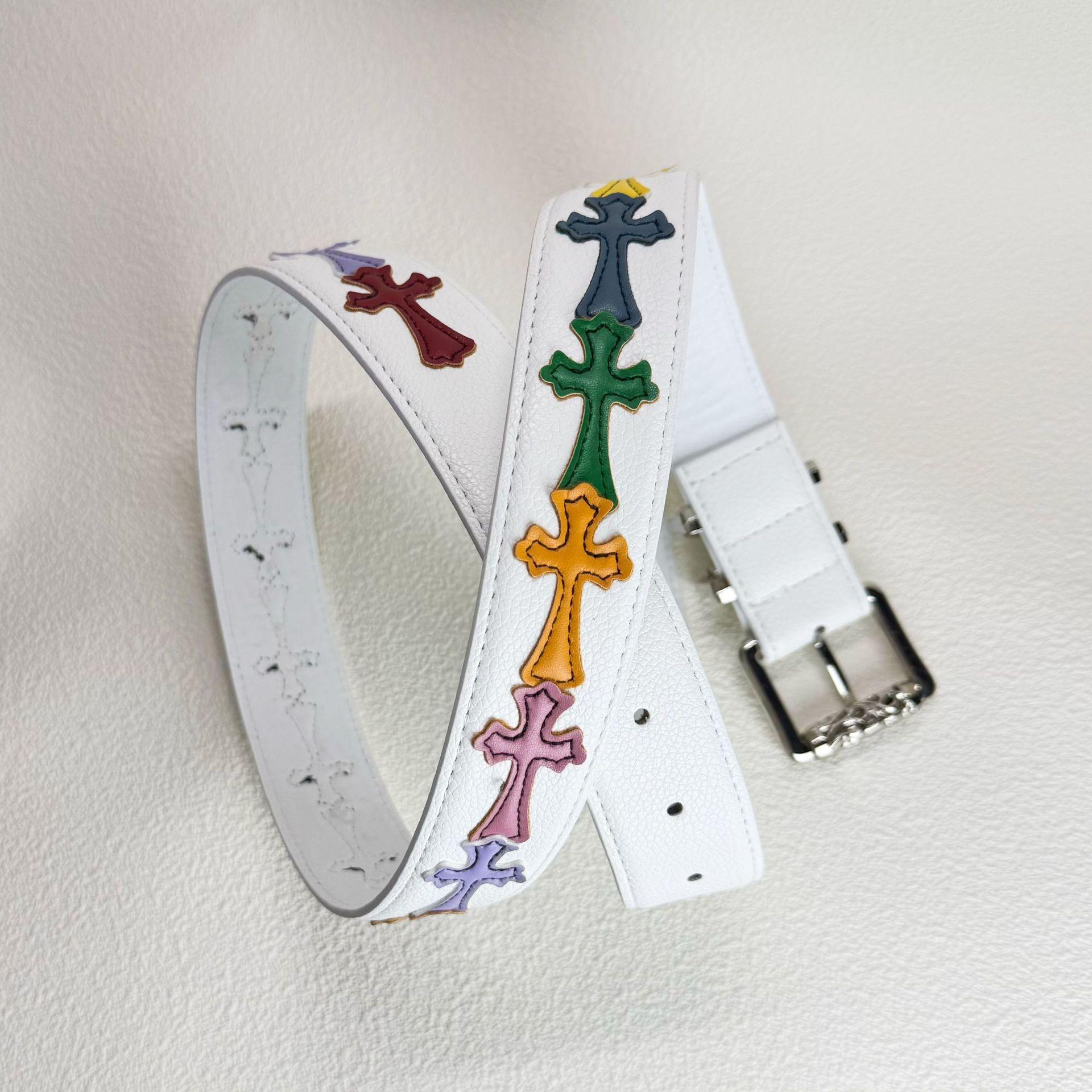 Punk Ste Cross PU Leather Belt| Lychee Pattern Colorful Design Unisex| Daily Outing Party Outfit Essential| Vine Roller Buckle Unique Trendy Punk Ste Cross PU Leather Belt| Lychee Pattern Colorful Design Unisex| Daily Outing Party Outfit Essential| Vine Roller Buckle Unique Trendy