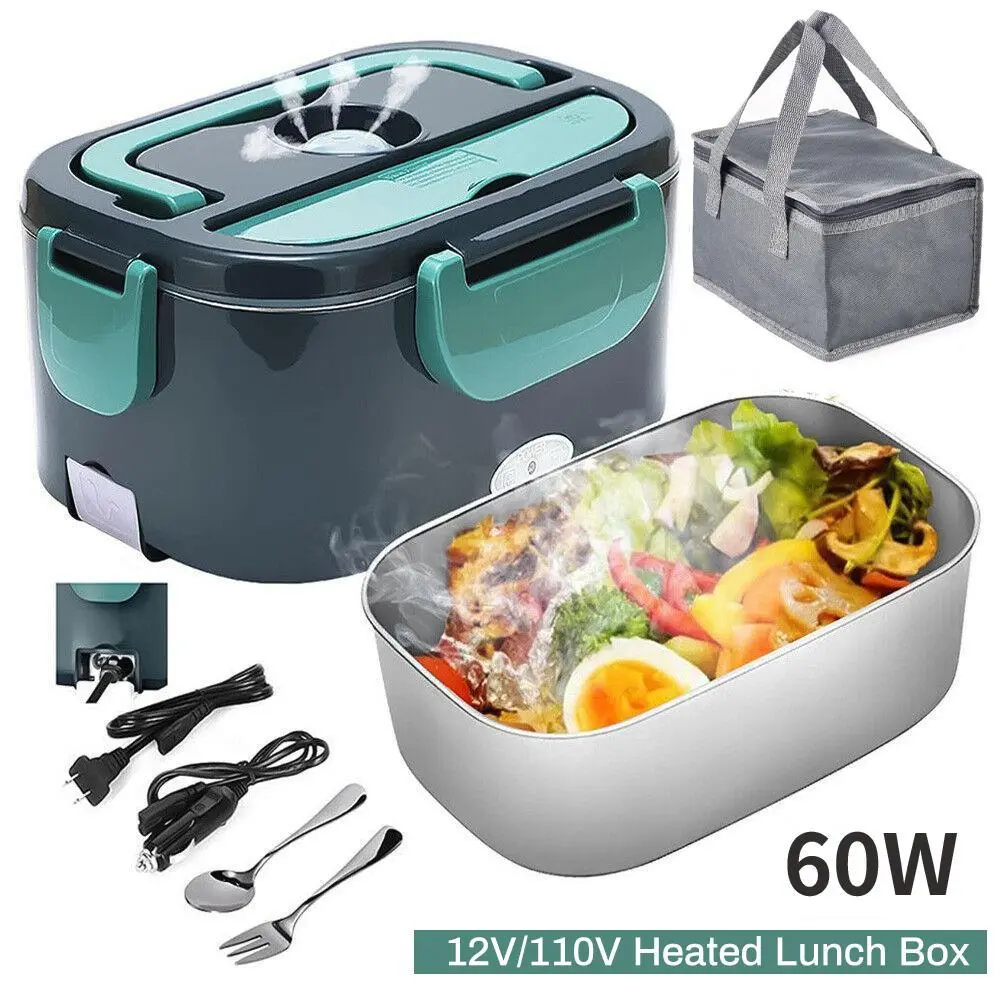 Modern Self Heating Lunchbox, 1.5L 2-in-1 Portable Heated Lunch Box for Adults with 110V/12V/24V Car-Truck Power Cord, 60W Kitchenware for Home-Work Use, New Year Gift