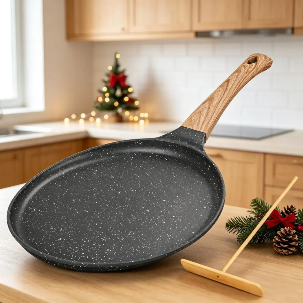 Game‑Changer For Homemade Crepes✨ Non‑Stick Ceramic Griddle Pan Set With Spreader | For Pancakes & Dumpling Wrappers, Holiday Gift‑Ready Cooking Pan