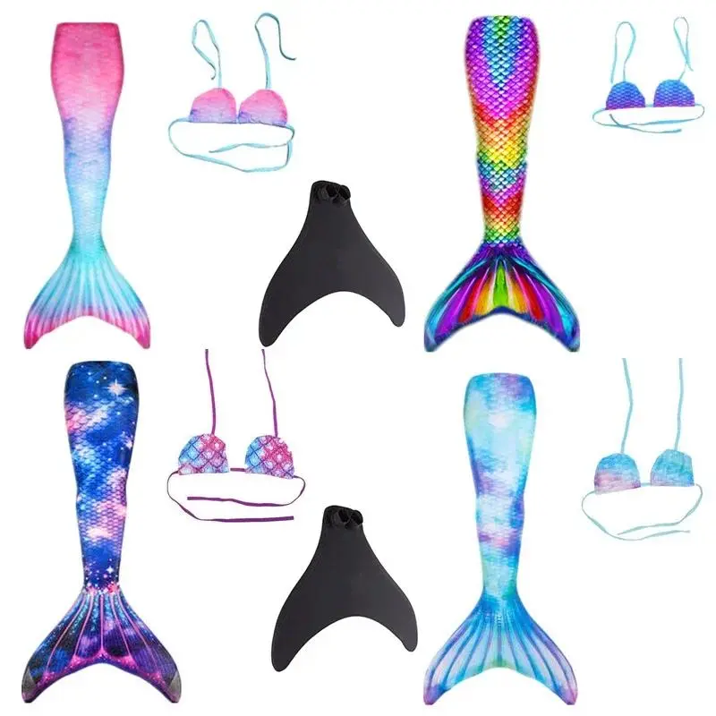 New Kids Adult Swimming Mermaid Tail Girl Mom Cosplay Mermaid Costume Children Party Gift Fantasy Swimsuit with Monofin Fin