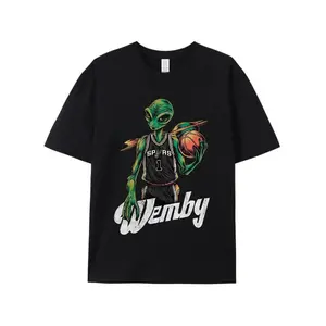 [Basketball T-shirt] American-style Wemby alien print T-shirt, loose-fitting street style short-sleeved unisex trendy T-shirt [Hot Item] Street style T-shirt, a must-have item for basketball fans, street fashion enthusiasts and trendsetters.