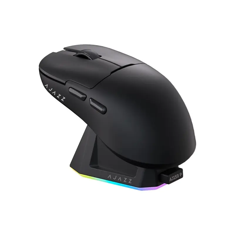 AJAZZ AJ159P Wireless Mouse PAW3395 Sensor Response Fast Advanced Magnetic Charging Base Dual Mode 2.4G Wired Mouse Plug and Play DPI26000 Lightweight Approximately 56g Supports Multiple Systems Suitable for Esports Games and Office