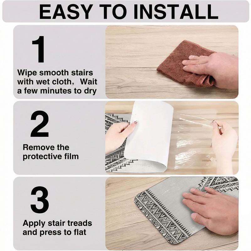 Style Geometric Diamond Print Stair Mats, Reusable Washable Home Decor, Simple Color Block Fashion, Suitable for Hallway Stairs Hotel