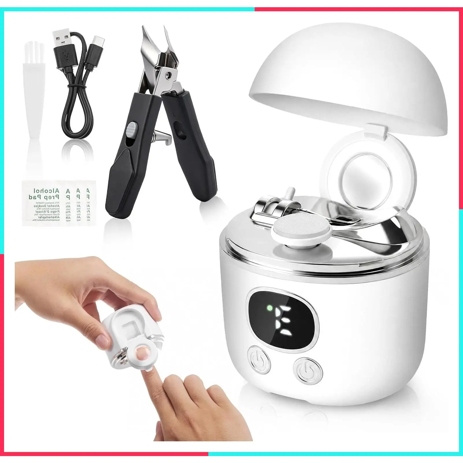 Electric Nail Clipper & Nail Trimmer Set with Slanted Nail Clipper