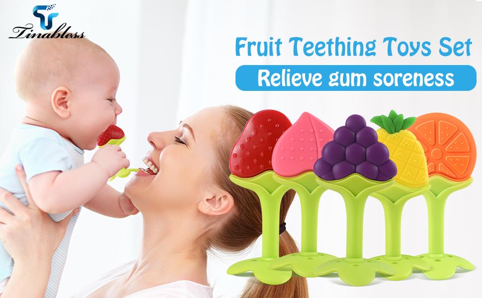 Teething Toys (5 Pack) - Infant Teething Keys Set, BPA-Free, Natural Organic Freezer Safe for Infants and Toddlers, Silicone Baby Teethers